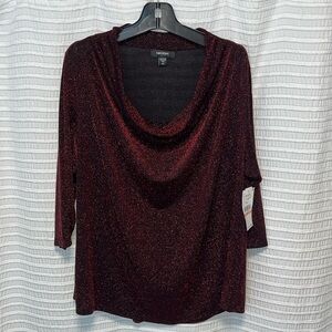 NWT Karen Kane Red Ahead Draped Cowl Neck Top